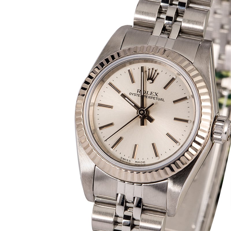 Rolex Ladies Oyster Perpetual 76094 Silver Dial
