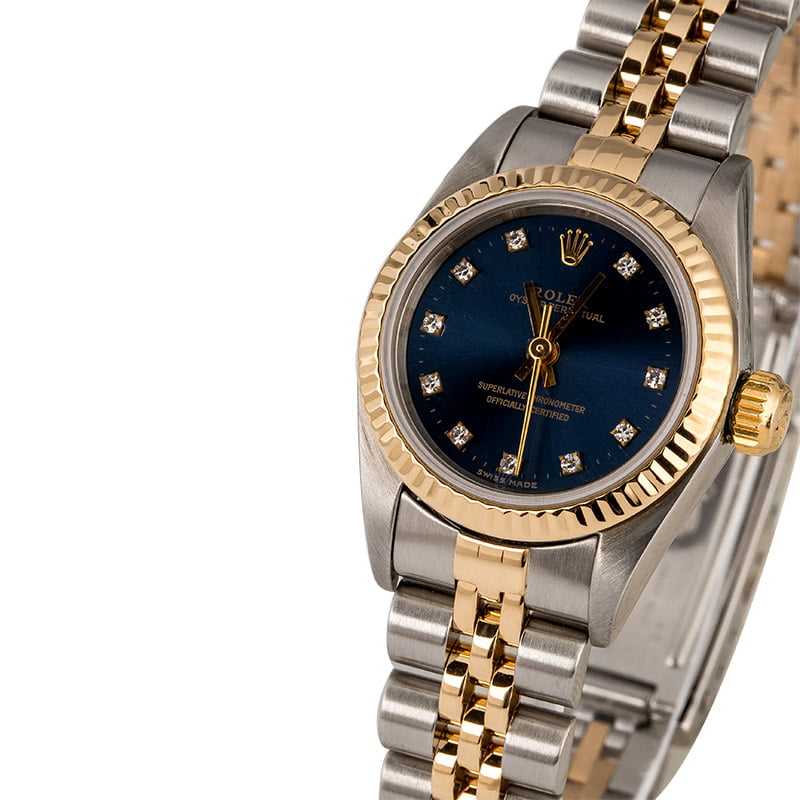 Used Rolex Oyster Perpetual 67193 Blue Diamond Dial
