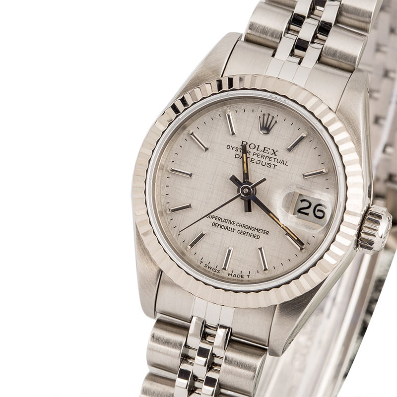 Used Ladies Rolex Datejust 69174 Silver Linen Dial