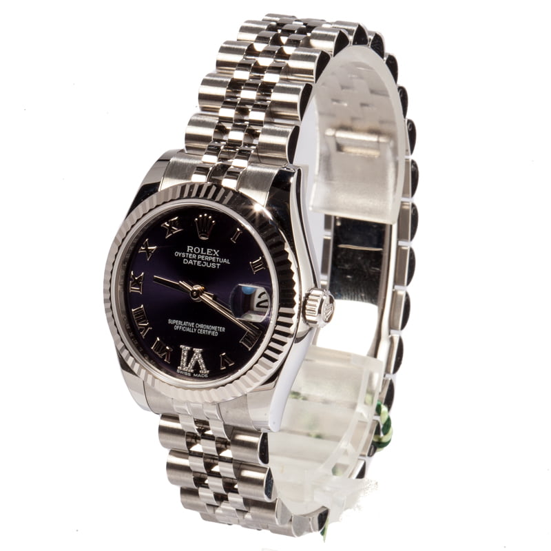 PreOwned Rolex Datejust 178274 Purple Dial with Diamond VI