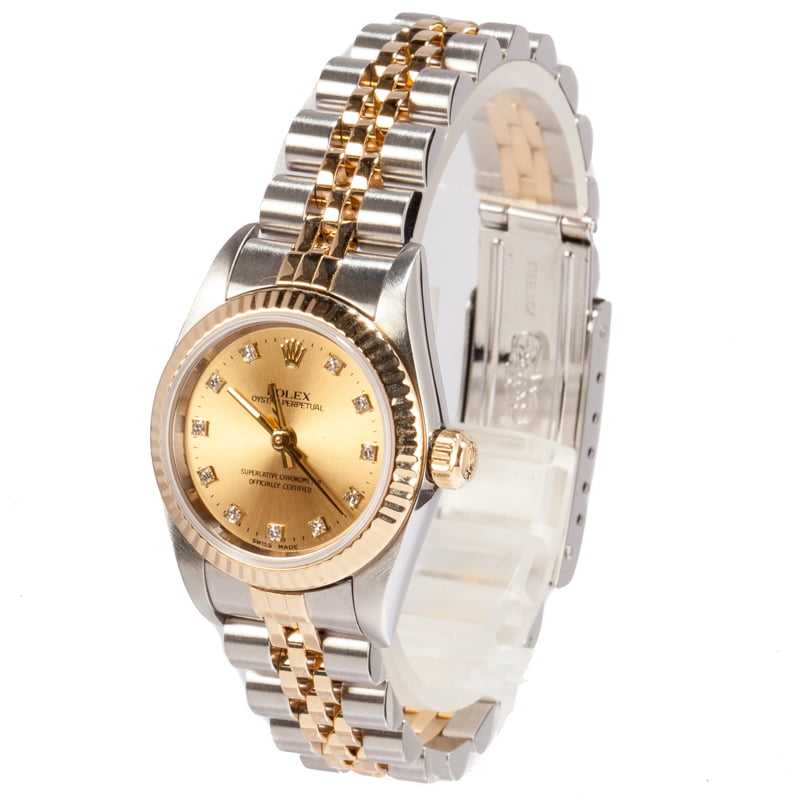Rolex Lady Oyster Perpetual 76193 Champagne Diamond Dial