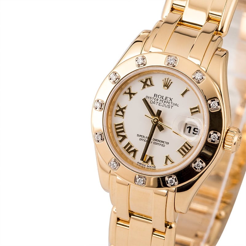 Pre Owned Rolex Lady Pearlmaster 80318 Diamond Bezel