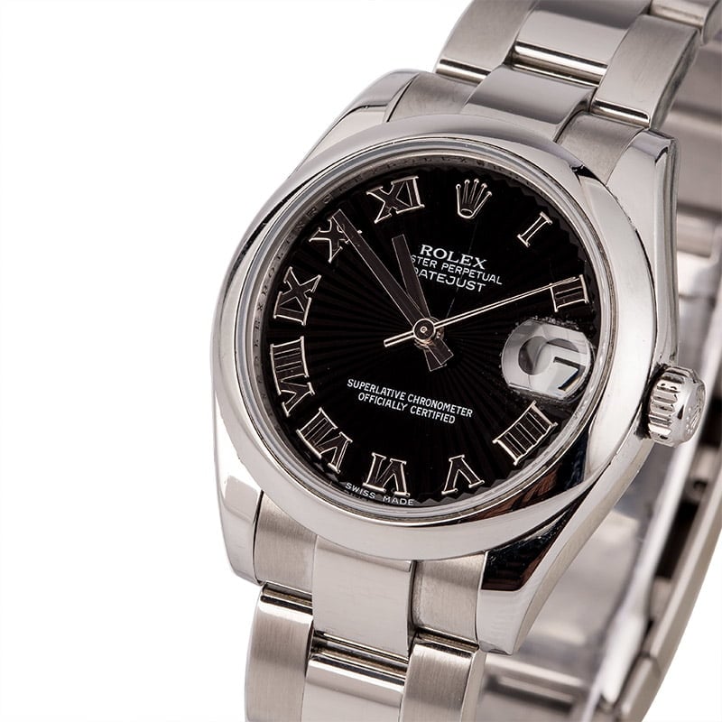 Pre Owned Rolex Mid-Size DateJust 178240 Black Dial