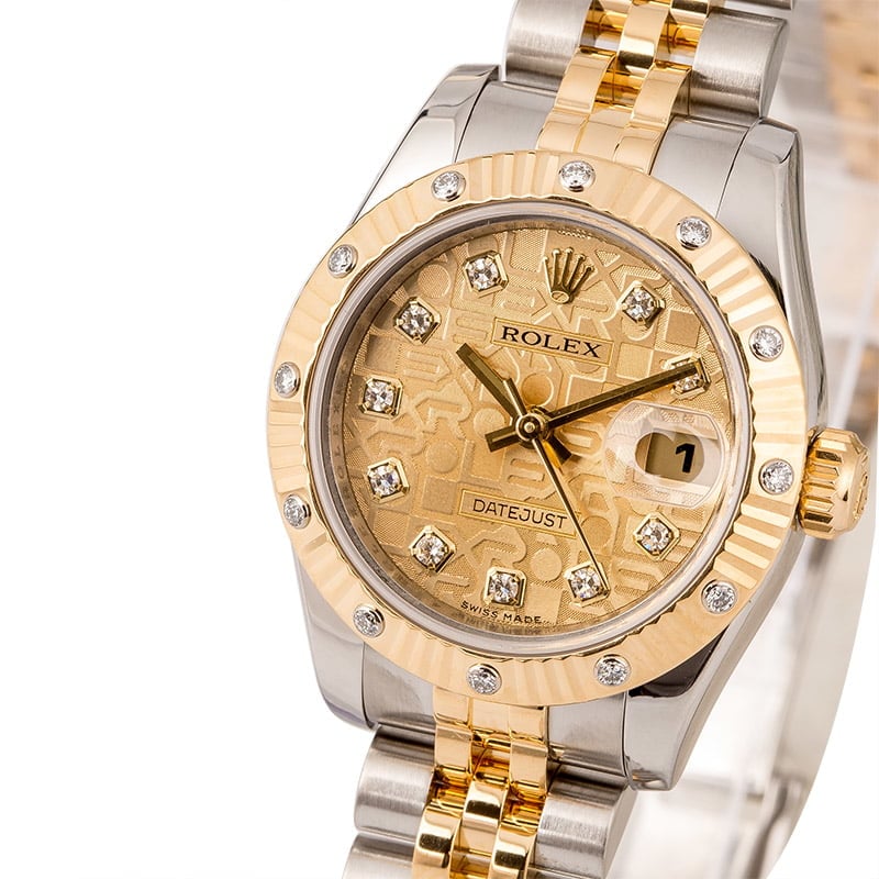 Pre Owned Rolex Lady-Datejust 179313 Champagne Diamond Jubilee