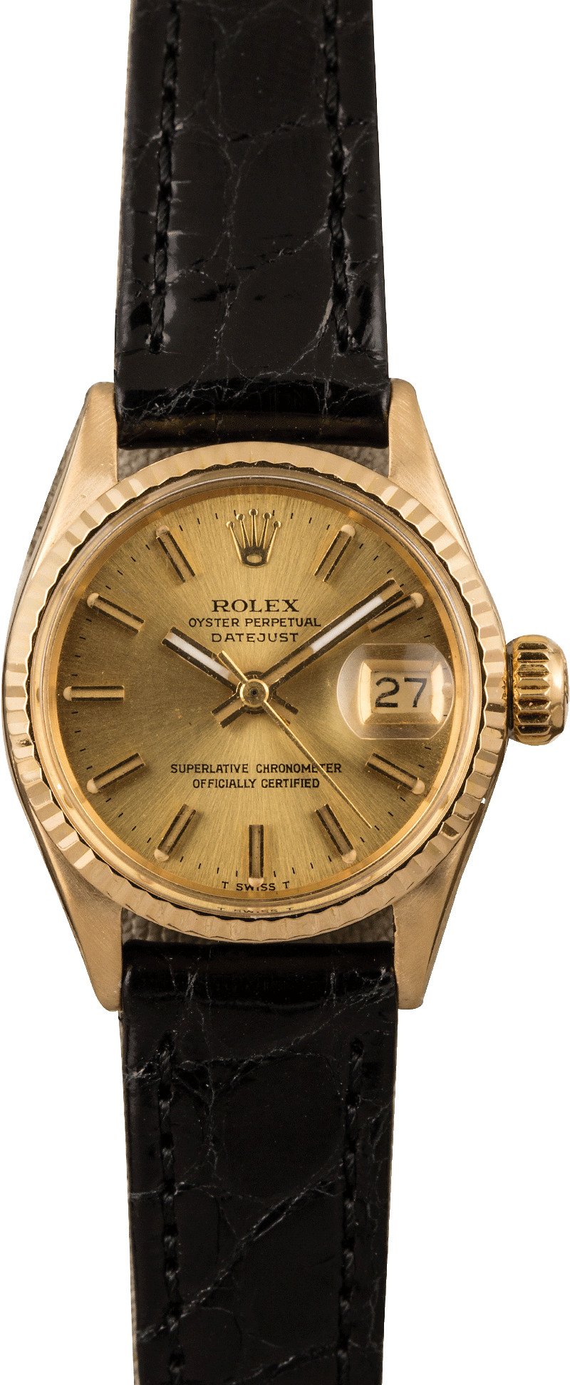 rolex women's leather watch