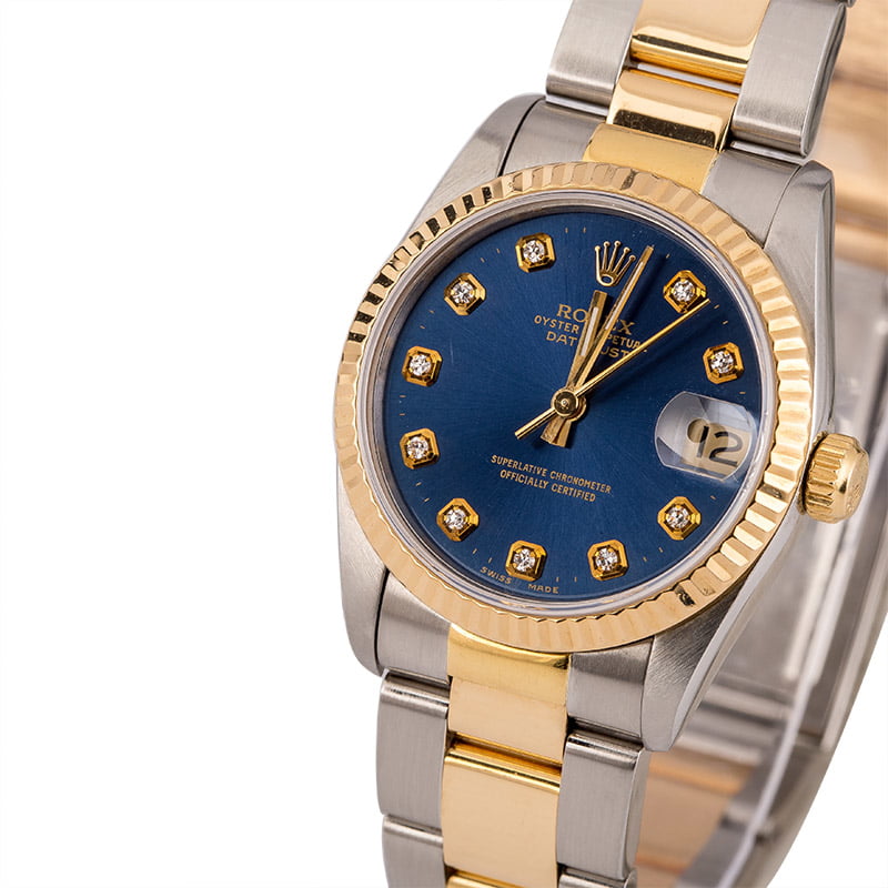 Pre-Owned Rolex Datejust 68243 Blue Diamond Dial T