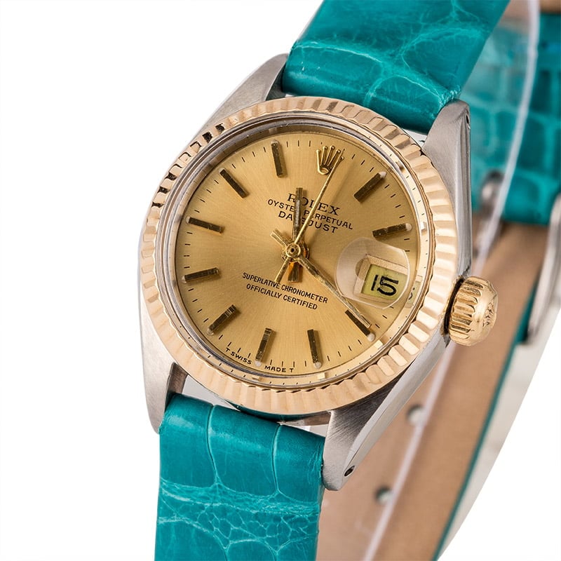 Pre-Owned Rolex Date 6917 Teal Strap