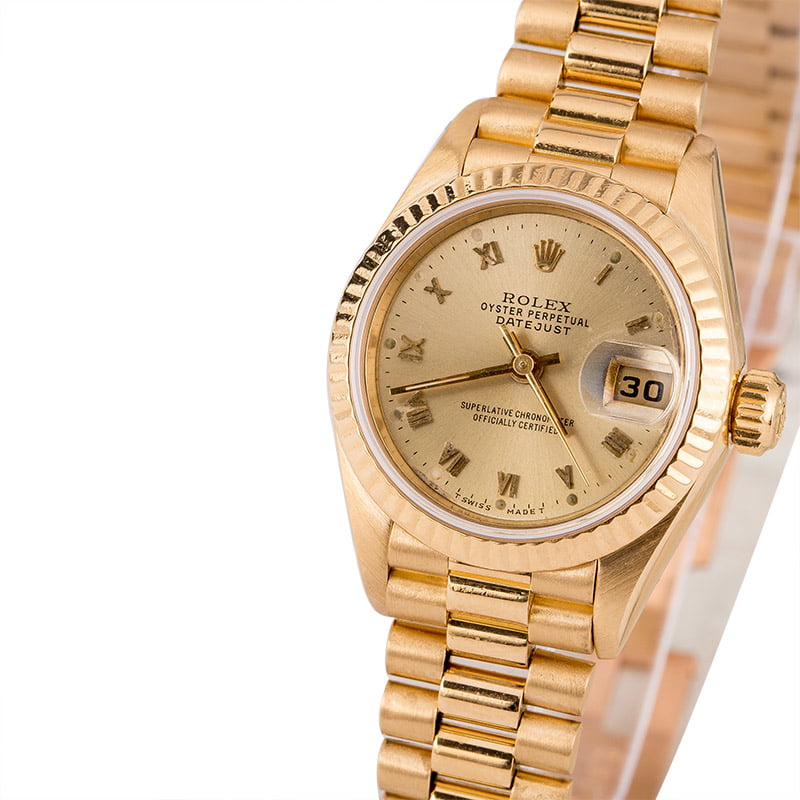 Used Rolex Lady President 69178 Champagne Roman Dial