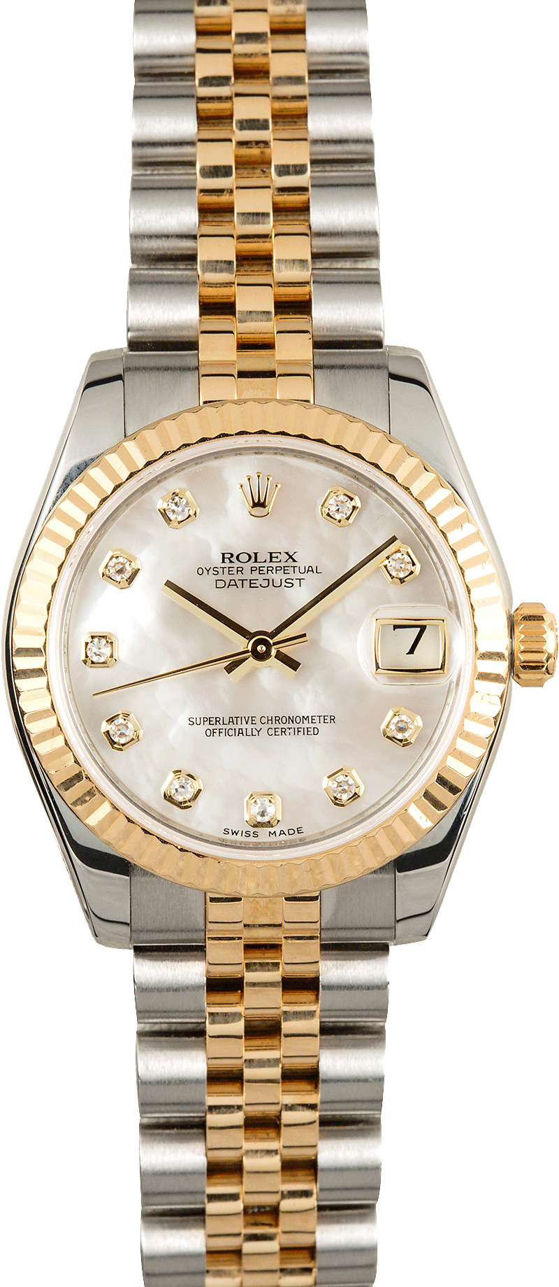 rolex two tone mother of pearl