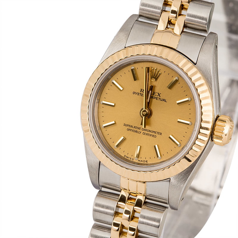PreOwned Rolex Oyster Perpetual 67193 Champagne Index Dial