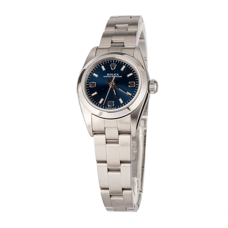 PreOwned Rolex Oyster Perpetual Ladies 76080 Blue Dial