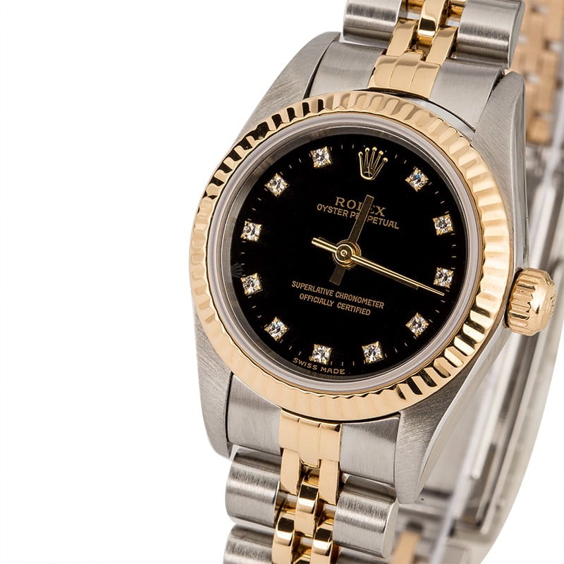 Rolex Oyster Perpetual 76193 Black Diamond Dial