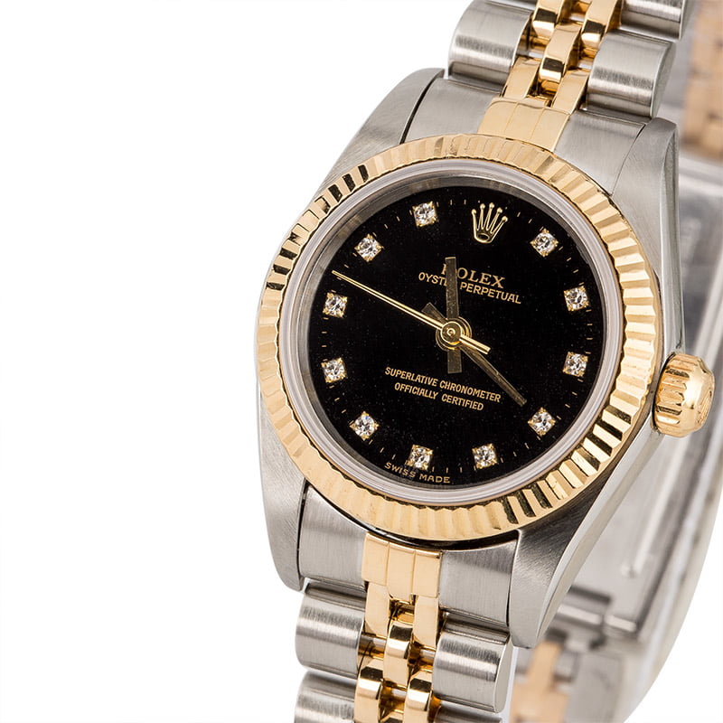 Used Rolex Oyster Perpetual 76193 Black Diamond Dial
