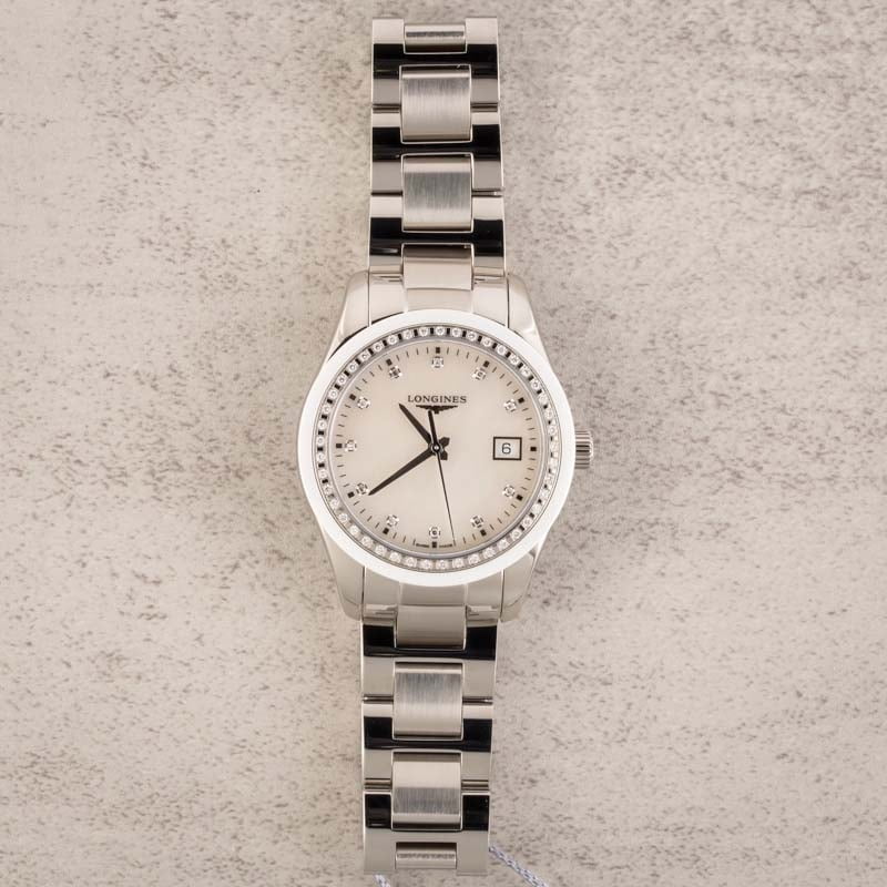 Ladies Longines Conquest Mother of Pearl Diamond Dial