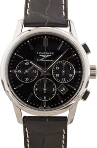 Longines Column-Wheel Chronograph Stainless Steel Black Dial