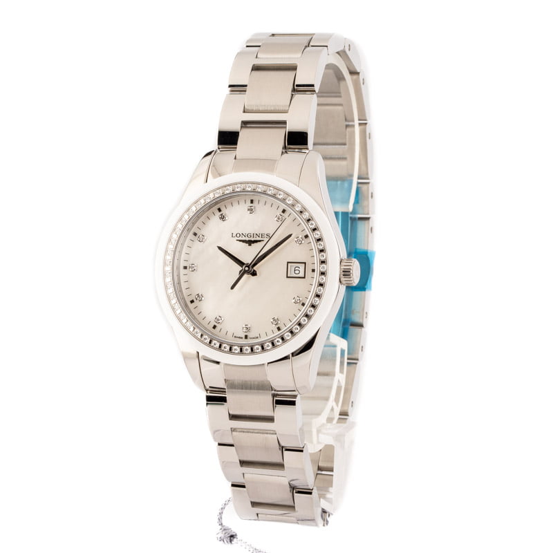 Ladies Longines Conquest Mother of Pearl Diamond Dial