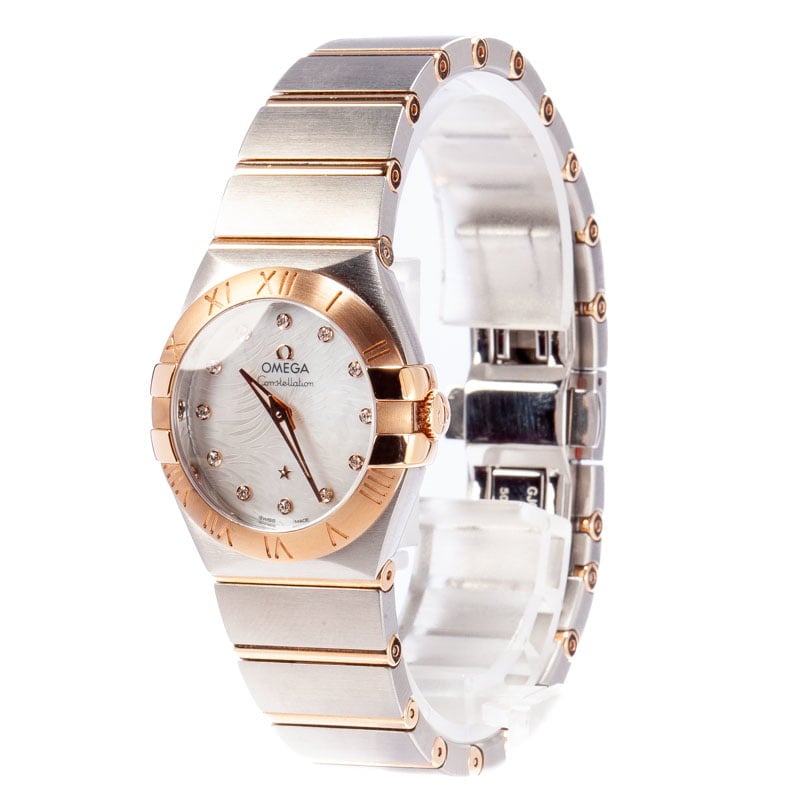 Ladies Omega Constellation Mother Of Pearl Wavy Diamond Dial