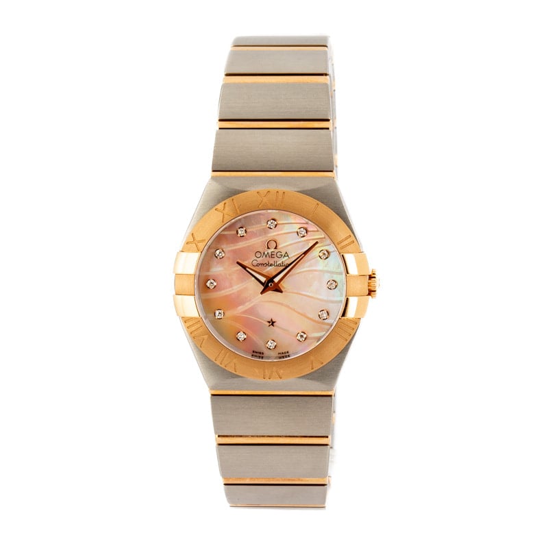 Omega Constellation Gold Mother of Pearl Wavy Diamond Dial