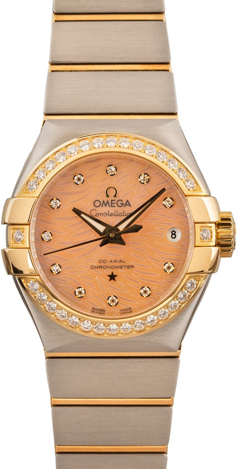 Ladies Omega Constellation Light Coral Mother of Pearl Dial