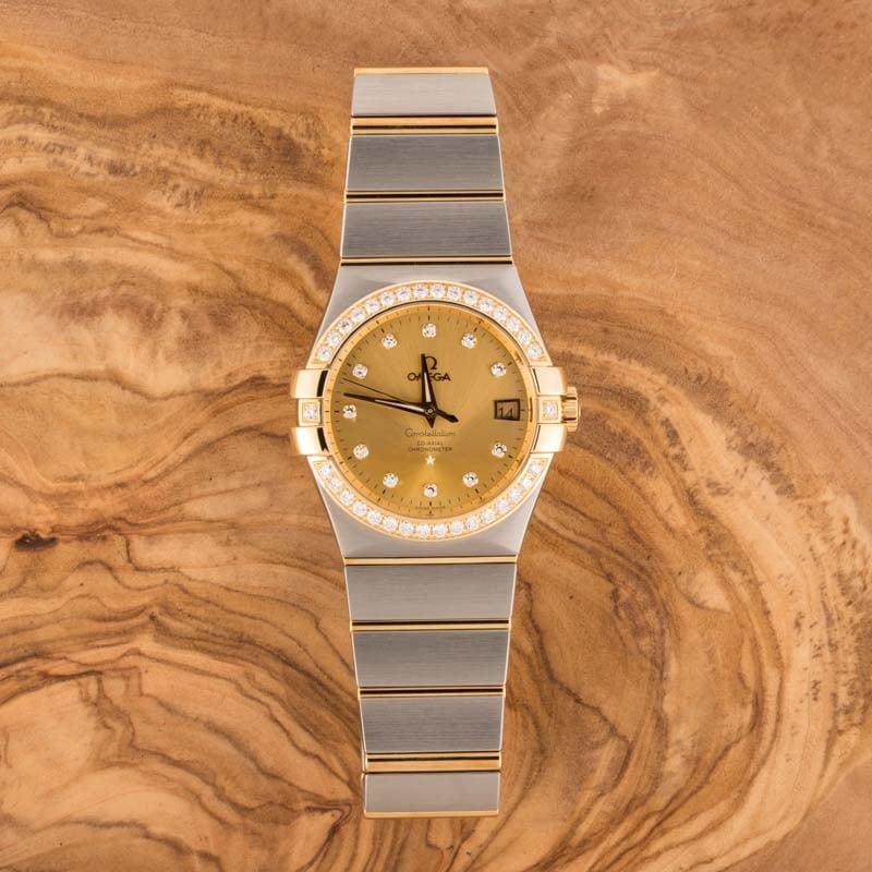 Omega Constellation Diamond Bezel & Champagne Dial