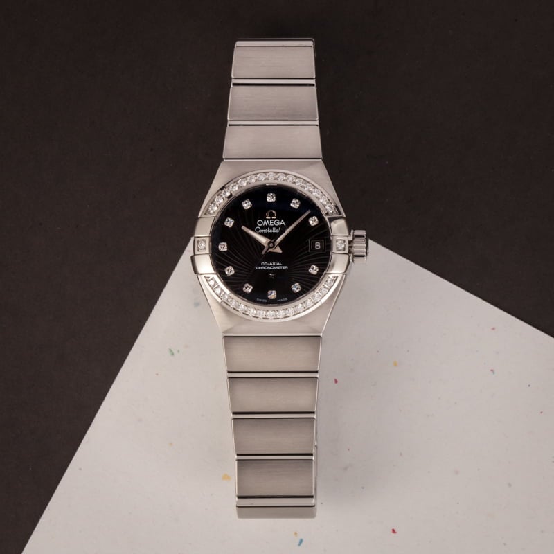 Ladies Omega Constellation Black Supernova Diamond Dial & Bezel