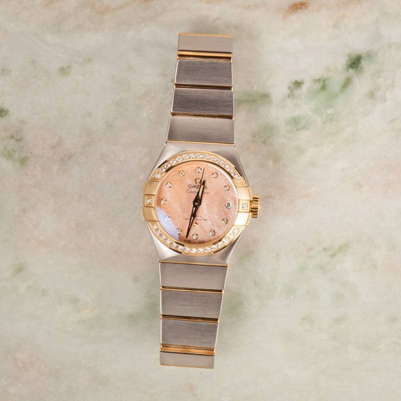 Ladies Omega Constellation Light Coral Mother of Pearl Dial