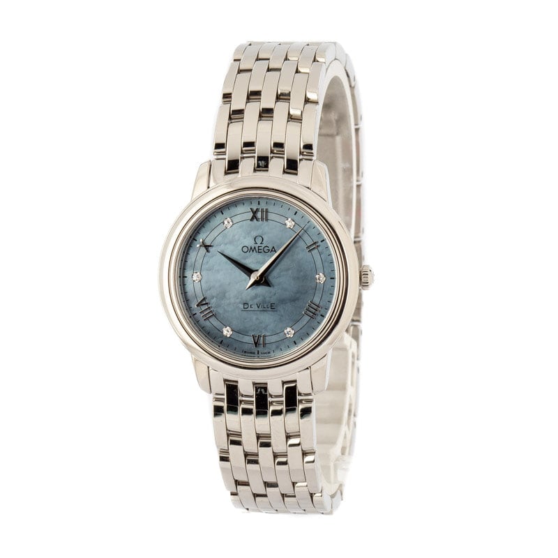 Omega De Ville Prestige Blue Mother of Pearl Diamond Dial