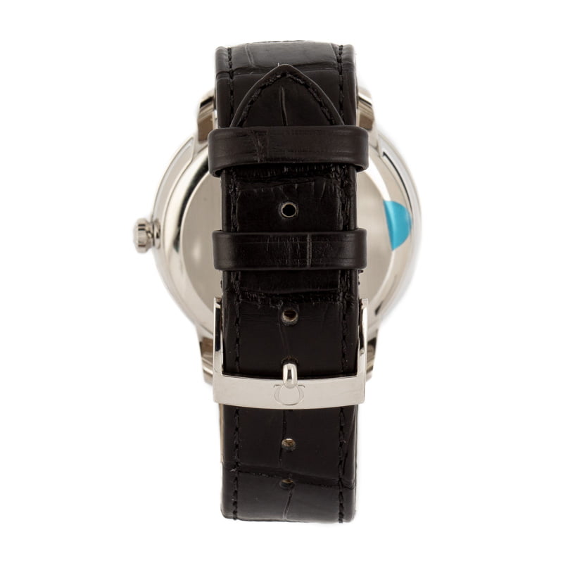 Omega De Ville Prestige Silver Dial on Black Leather Strap
