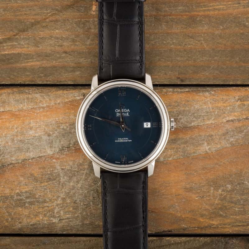 Omega De Ville Prestige Blue Roman & Index Dial