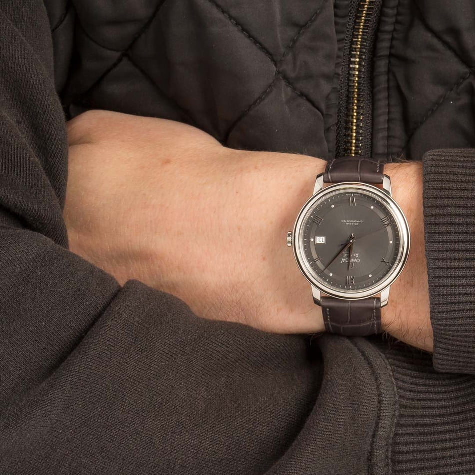Omega De Ville Prestige Grey Roman Dial & Leather Strap