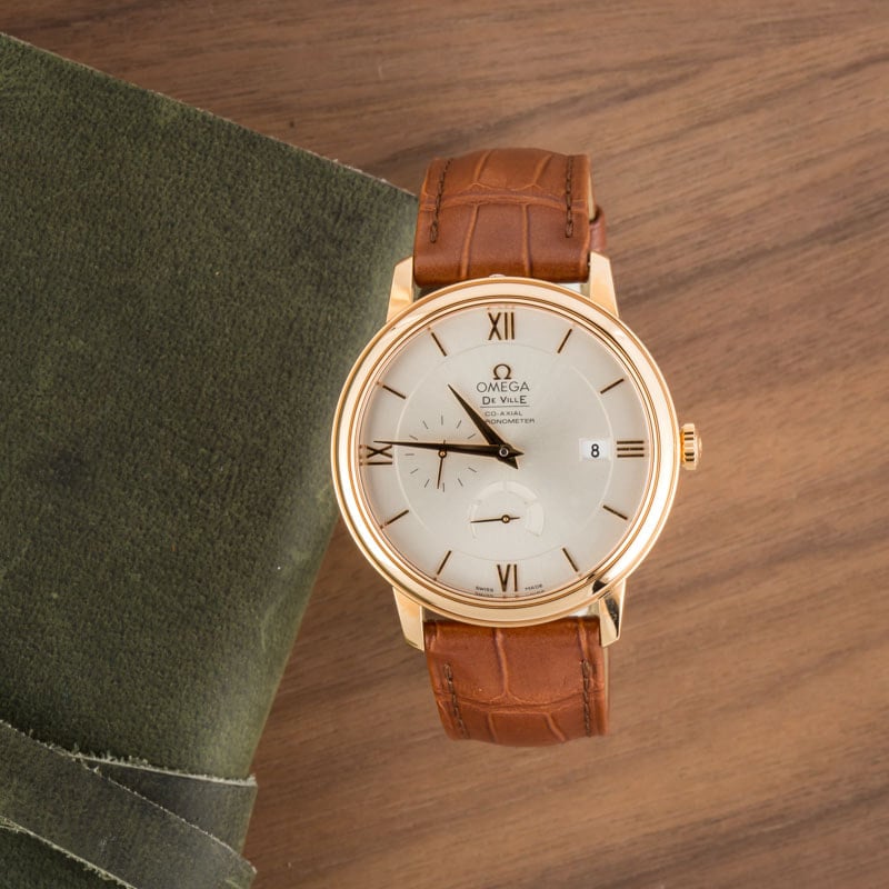 Omega De Ville Prestige Red Gold on Leather Strap