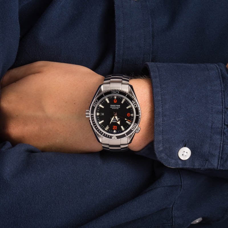 Pre-owned Omega Seamaster Black Arabic Dial