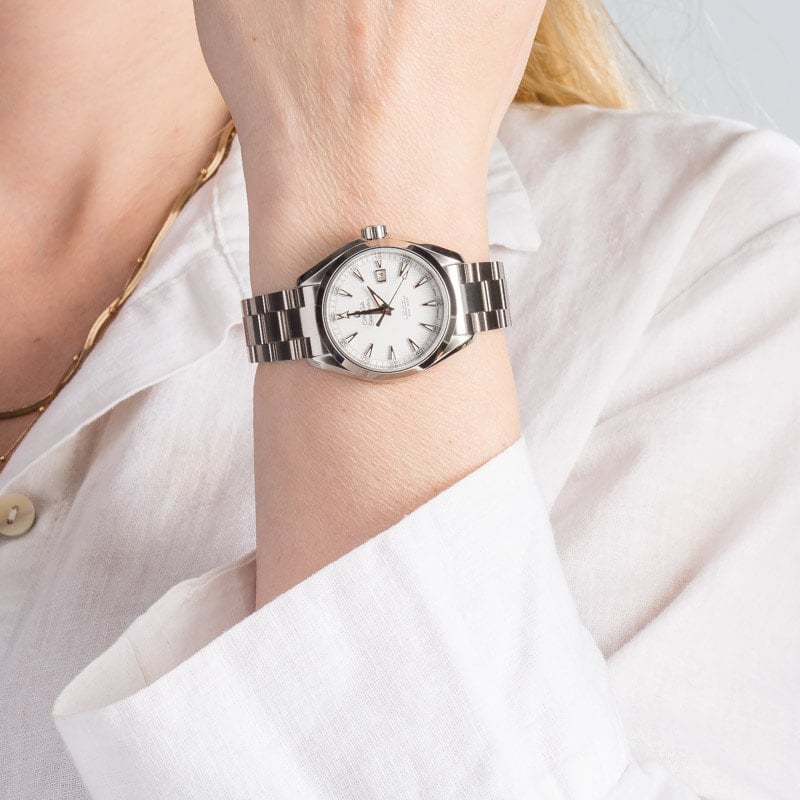 Pre-owned Omega Seamaster Aqua Terra 150M White Dial