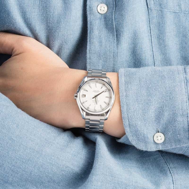 Pre-owned Omega Seamaster Aqua Terra White Teak Dial