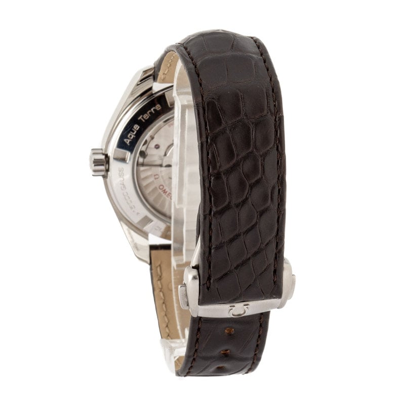 Pre-owned Omega Seamaster Aqua Terra Silver Teak Dial