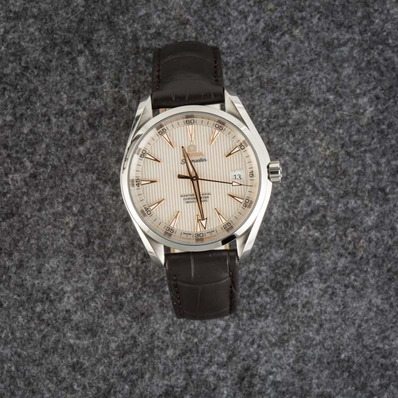 Pre-owned Omega Seamaster Aqua Terra Silver Teak Dial
