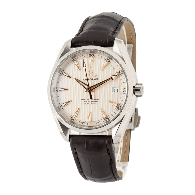 Pre-owned Omega Seamaster Aqua Terra Silver Teak Dial