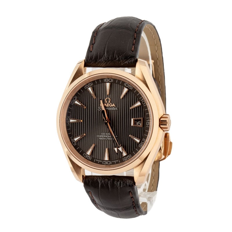 Omega Seamaster Aqua Terra 150M Red Gold on Leather Strap