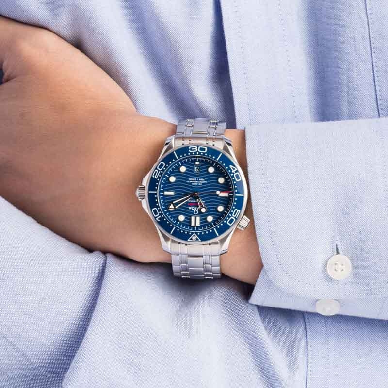 Omega Seamaster Diver 300M Wave Blue Dial