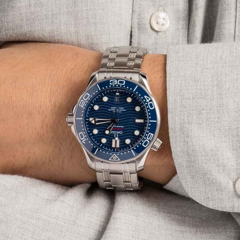 Omega Seamaster Diver 300M Wave Blue Dial