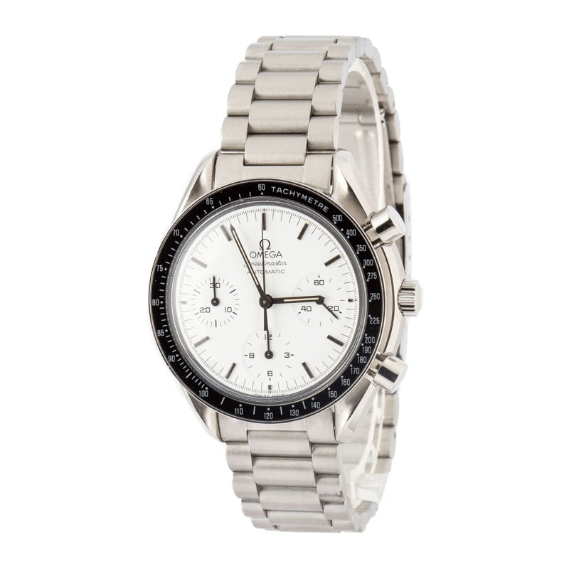 Pre-owned Omega Speedmaster Reduced Albino White Dial
