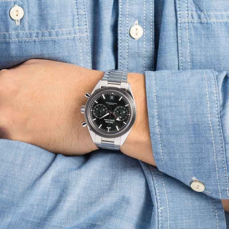 Pre-owned Omega Speedmaster '57 Stainless Steel Green Dial