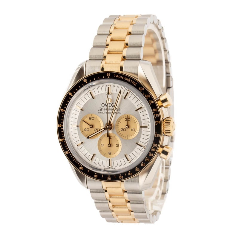 Pre-owned Omega Speedmaster Moonwatch Stainless Steel & Moonshine Gold