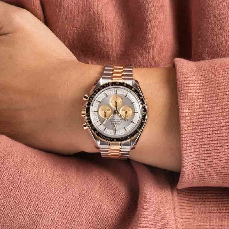 Pre-owned Omega Speedmaster Moonwatch Stainless Steel & Moonshine Gold