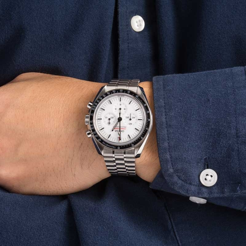 Mens Omega Speedmaster Moonwatch White Dial