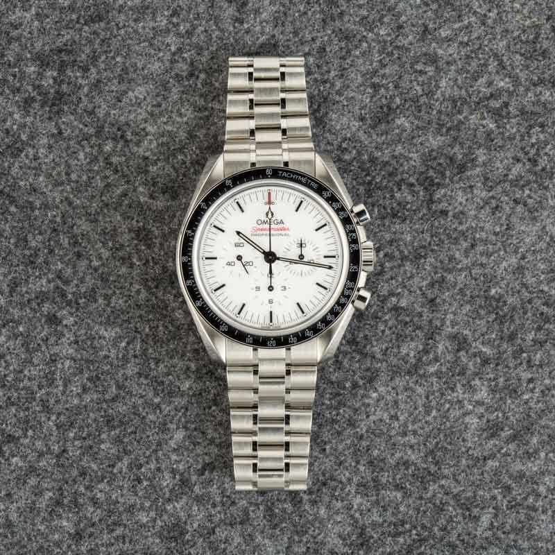 Pre-owned Omega Speedmaster Moonwatch White Dial