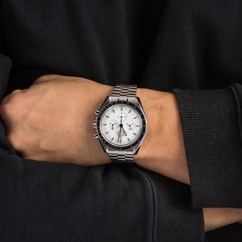 Pre-owned Omega Speedmaster Moonwatch White Dial
