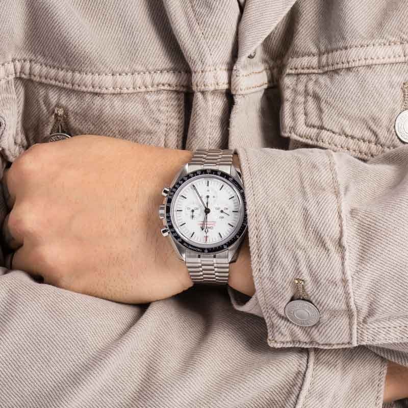 Mens Omega Speedmaster Moonwatch White Index Dial