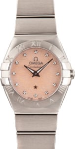Ladies Omega Constellation Coral Mother Of Pearl Diamond Dial