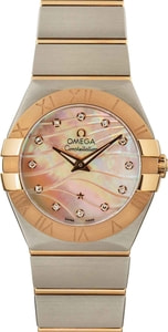 Omega Constellation Gold Mother of Pearl Wavy Diamond Dial